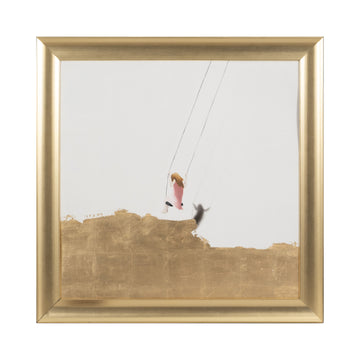 47" X 47" Hand Painted Swing Set - Gold / White