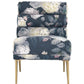 Kelly - Floral Velvet Chair - Dark Gray