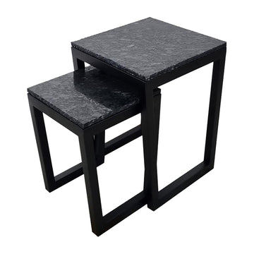 19 / 23" Collier Marble Top Accent Tables (Set of 2) - Black