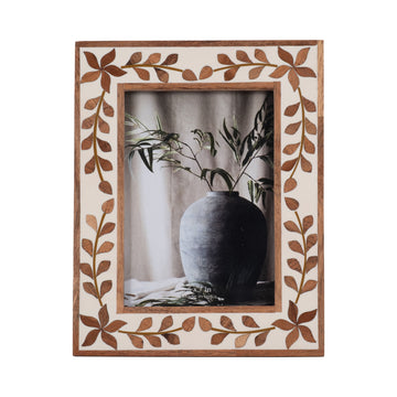 5" X 7" Wood Inlay Vine Photo Frame - Natural