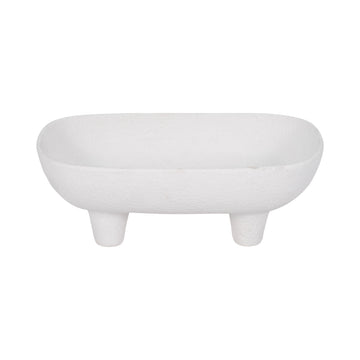 10" Footed Rounded Rectangle Bowl - White