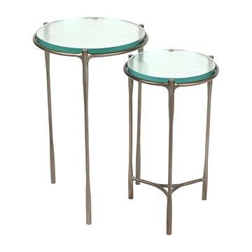 Adonia Gunmetal Recycled Glass Accent Table 26" (Set of 2) - Bronze