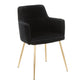 Andrew - Dining / Accent Chair - Gold Metal And Black Velvet (Set of 2)