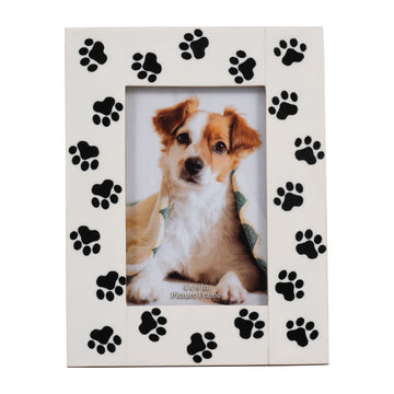 4" x 6" Resin Paw Prints Photo Frame - Black/White