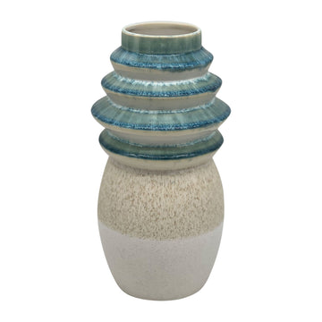 12" Fluted Top Vase Reactive Finish - Multi