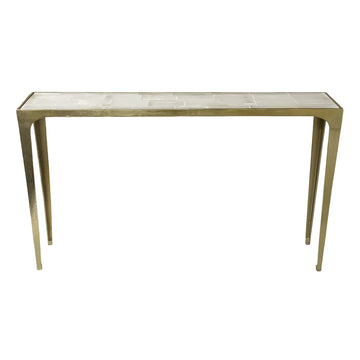 Surrey Selenite Top Console Table - Gold / White