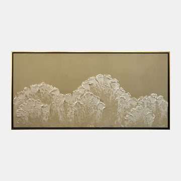 95" x 47" Hand Painted Tidal Waves - Tan