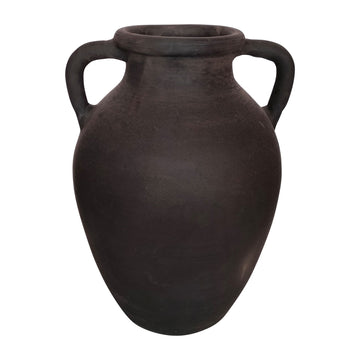 Terracotta Organic Vase With Handles - Black