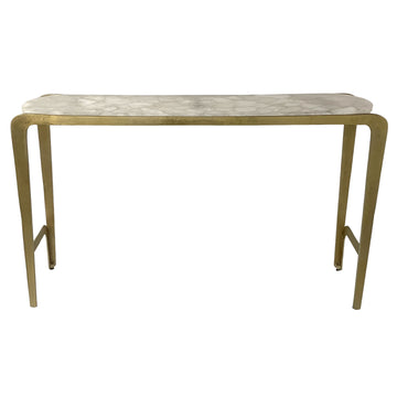 Larimore Quartz Top Console Table - Gold / White