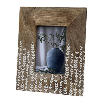 Wood 4 x 6" Vines Photo Frame - Natural / White