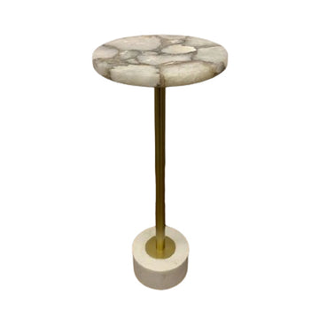 Cannes Agate And Marble Accent Table - White