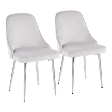 Marcel - Dining Chair - Chrome Frame And Stormy White Velvet Fabric (Set of 2)