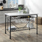 Mera - Kitchen Island - White Marble & Gray Finish