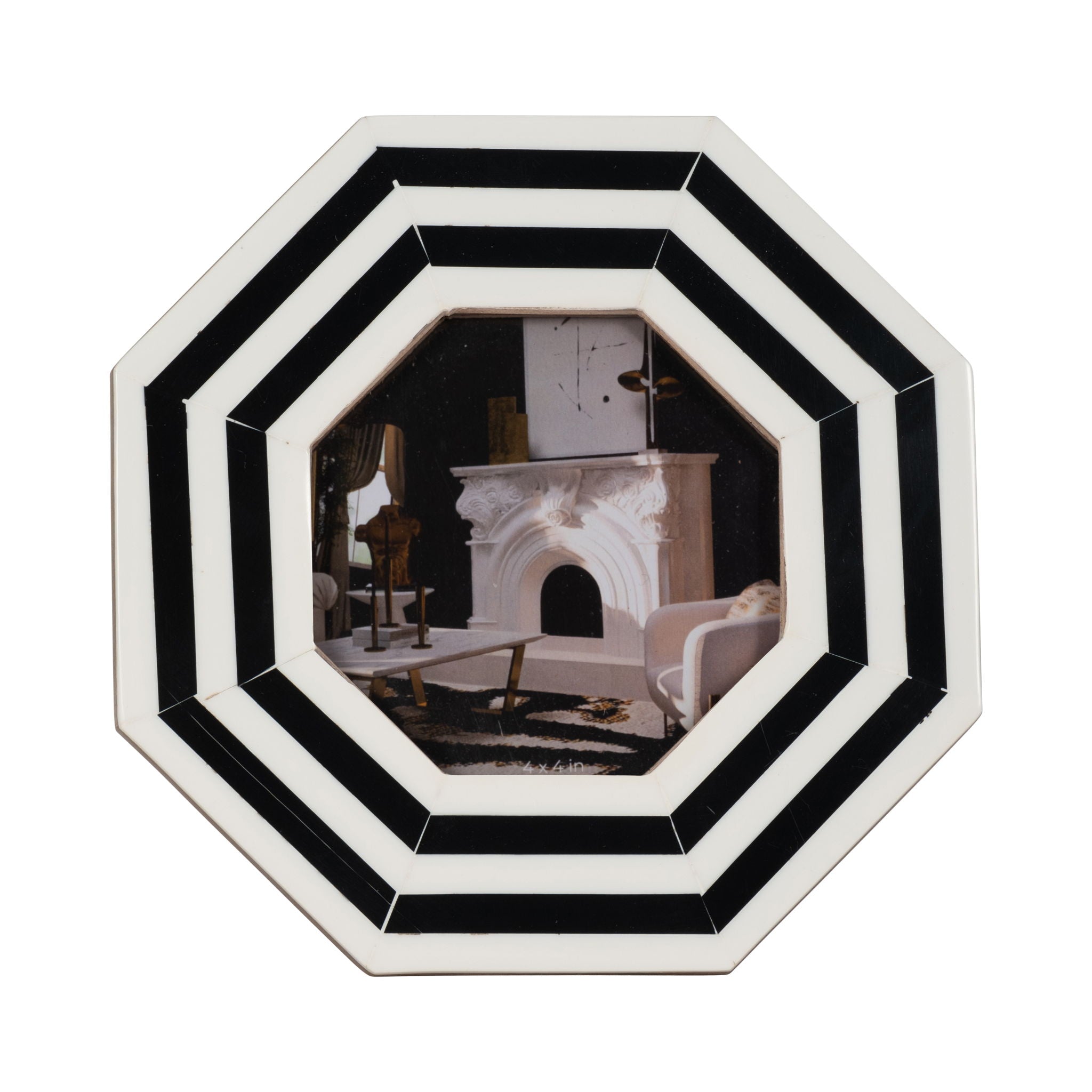 Octogen Photo Frame Lines Octagon Photo Frame - Black / White