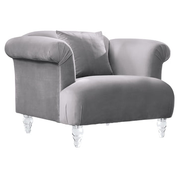 Elegance - Contemporary Sofa Chair Velvet With Acrylic Legs - Gray