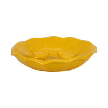 11" Flower Bird Bath - Yellow