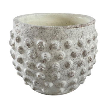 6" Terracotta Bubble Rough Finish Planter - White