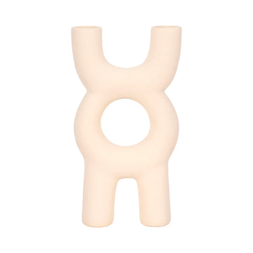 Open Cut Out Totem Object Sand Glaze - Ivory