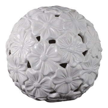 10" Flower Cut-Out Garden Orb - White