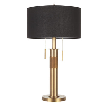 Trophy - Table Lamp - Antique Brass With Black Linen Shade - 26.5"