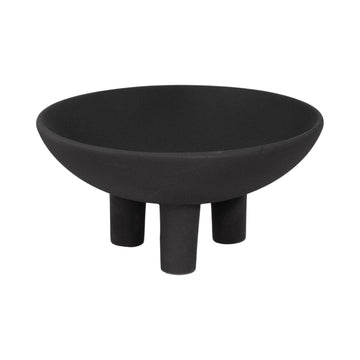 11" Textured Footed Bowl - Black