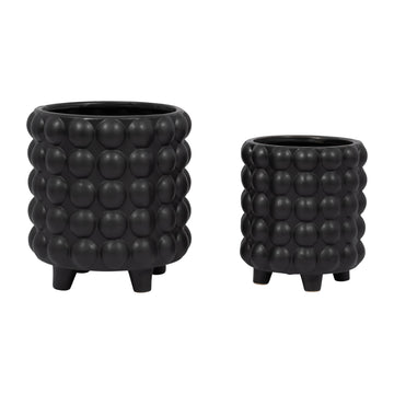 Bubble Planters Matte 6 / 8" (Set of 2) - Matte Black