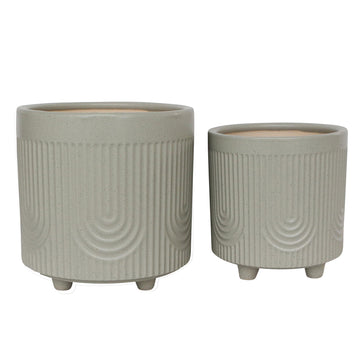 Ceramic Bravais Footed Planters 6 / 8" (Set of 2) - Sage