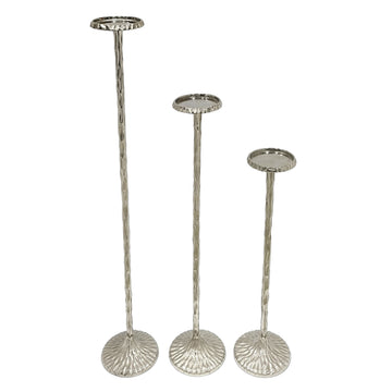 26" / 32" / 40" Crestin Tall Candleholders (Set of 3) - Silver