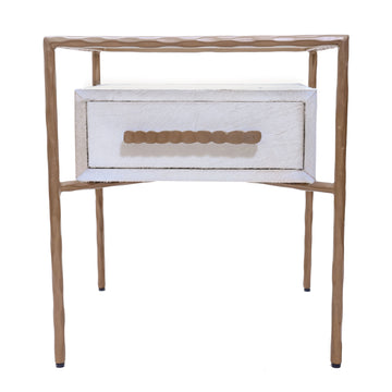 Azamara Real Hide Accent Table - White