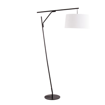 Daniella - Floor Lamp - Black Steel With White Linen Shade