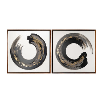 Hand Painted Letter O Frames 95X47 (Set of 2) - Black / Gold