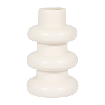 Ceramic Three Ribbed Vase 8" - Cotton