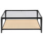 Amherst - Glass Top Metal with Cane Shelf Table