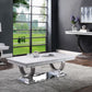 Zander - Console Table - White Printed Faux Marble & Mirrored Silver Finish