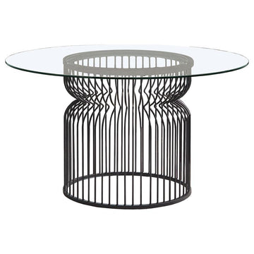 Granvia - Round Glass Top Dining Table - Clear And Gunmetal