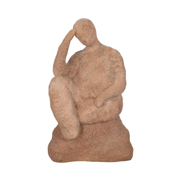 8" Thinking Man On Rock - Terracotta