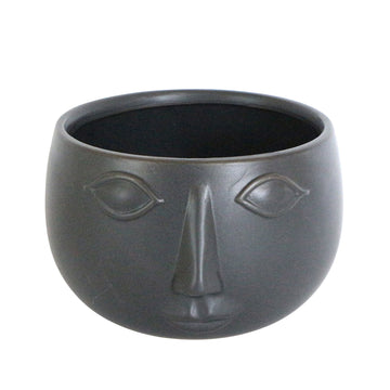 Ceramic Face Planter Matte 7" - Matte Black