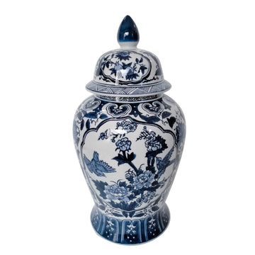 Flowers Temple Jar - Blue