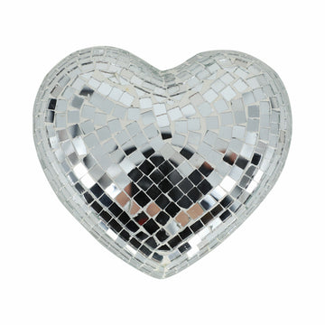 Mosaic Disco Heart 6" - Silver