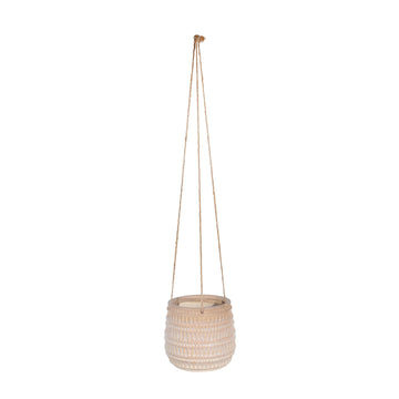 Dimpled Hanging Planter - Beige