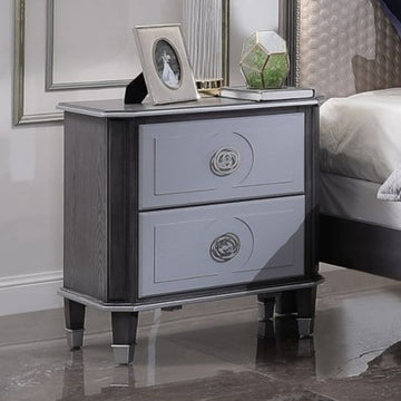 House - Beatrice Nightstand - Charcoal & Light Gray Finish