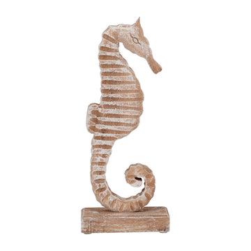 Wood Seahorse 13" - Rustic White