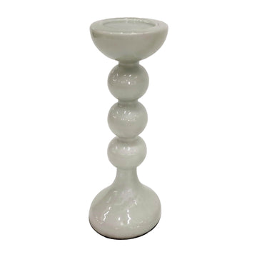 Glass Bubbly Candle Holder 13" - White