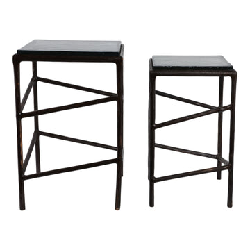 Bowman Glass Top Accent Tables (Set of 2) - Dark Brown / Black