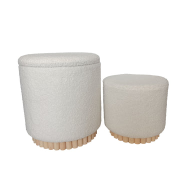 13" / 19" Boucle Ottoman Fluted (Set of 2) - White