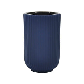 Ceramic 7" Ridged Vase - Navy