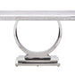 Zander - Accent Table - White Printed Faux Marble & Mirrored Silver Finish