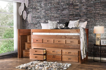 Cleo - Twin Captain Bed With Slat Kit - Mahogany