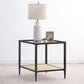 Amherst - Glass Top Metal with Cane Shelf Table