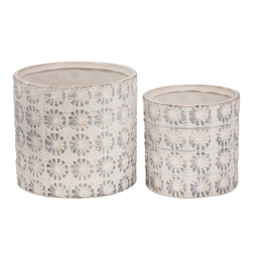 Planters (Set of 2) - White / Gray